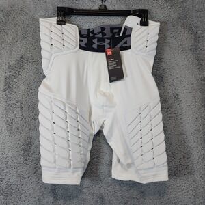 Under Armour Compression Padded Shorts Men XL White HeatGear Football Tights NWT